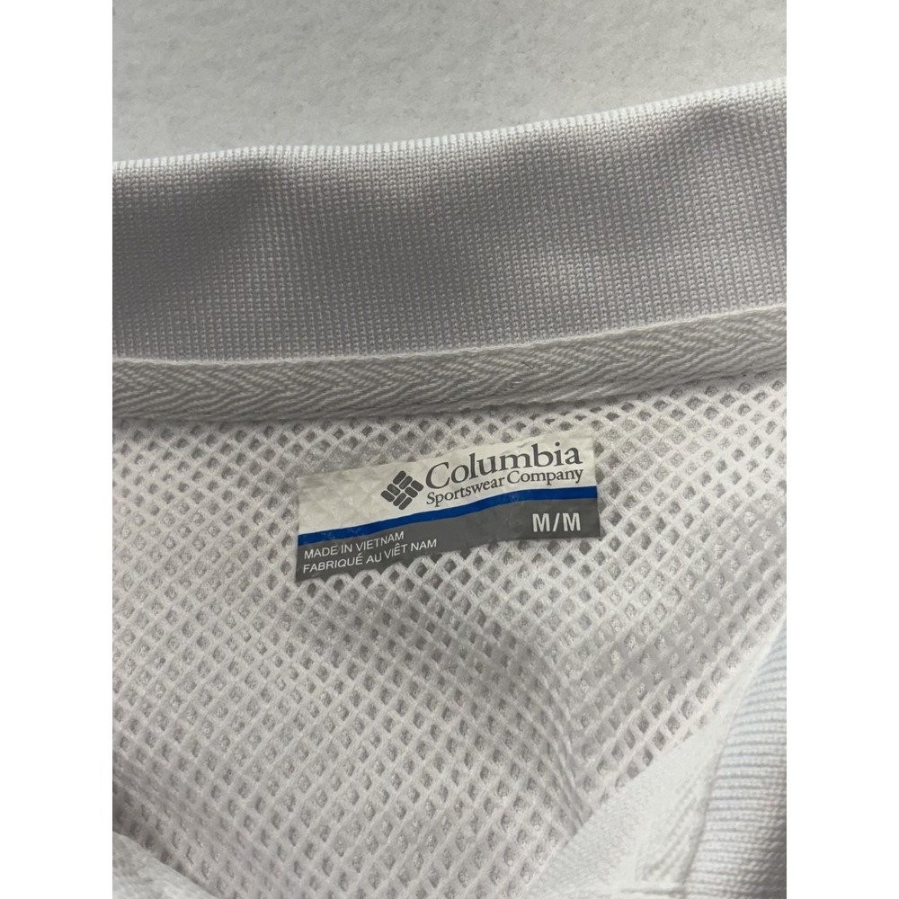 Columbia PFG Omni-Shade Polo Shirt Mens Medium White Fishing UV Protection - Picture 3 of 13